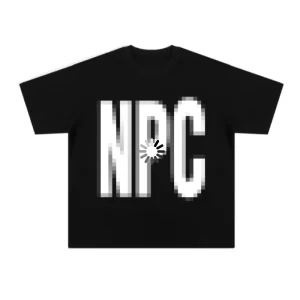 Creative Printed Letter NPC Loaded Mid-Summer Men's Short Sleeve Tshirts Oversize Men's Women's Casual Fun Loose Couple T-shirt
