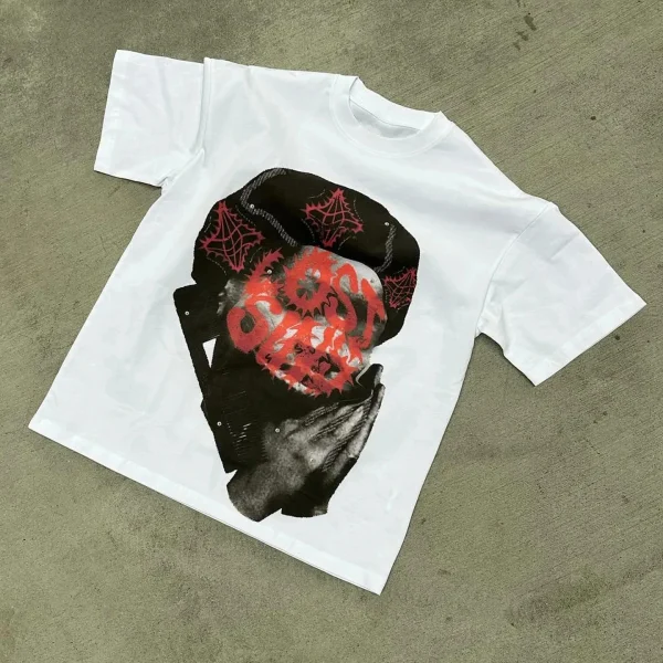 American Hip-hop Character Pattern Printed T-shirt Casual Fashion Oversized T-shirt Harajuku Gothic Retro Tshirts Unisex Y2k Top - Image 4