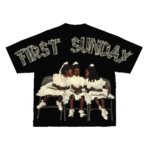 Y2K Short Sleeves Vintage Tee Children First Sunday Print Graphic Cotton T-Shirt Men Oversize Tshirt Streetwear Women Tops