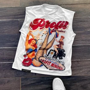 Streetwear Short Sleeved Harajuku Hip-hop Retro Sleeveless T Shirt Men and Women Y2k Punk Casual Loose T Shirt Trendy Summer Top