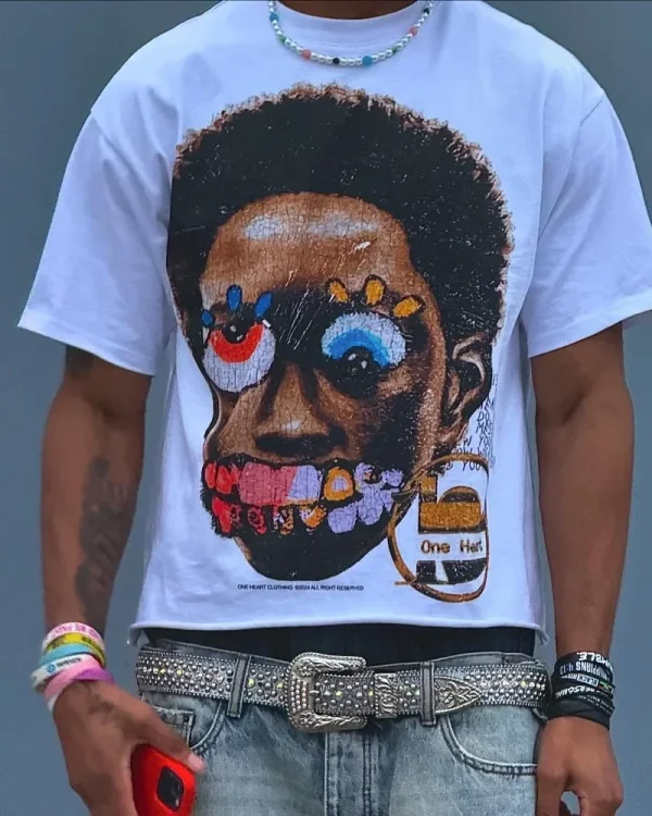 Y2K Fashion Portrait Pattern Printed Short Sleeve T-Shirt Men's 2024 Goth Couple Casual Loose Versatile Oversized Shirt Top - Image 3