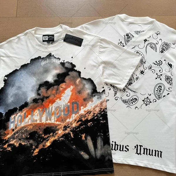 High Street Trend Streetwear Top Men Y2K Harajuku Retro Skull Graphic T-shirt Hip Hop Casual Pure Cotton Short Sleeve Plus Side - Image 4