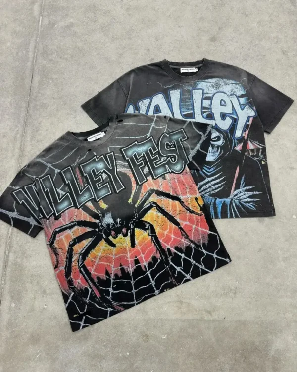 European and American Trendy VALE Streetwear Top Y2K Harajuku Retro Graphic T-shirt Men Summer Casual Oversized Short Sleeves - Image 2